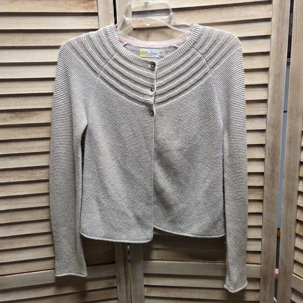 Mini Boden 3 Button Sweater Cardigan Cashmere Blend Cream Beige Size 9-10